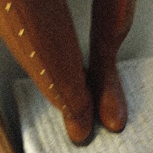 Brown Knee-High Boots with Gold Accents